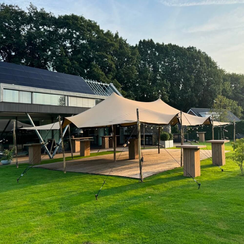 Stretchtent zandkleurig (verhuur)